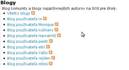 Blogy na mape stránky