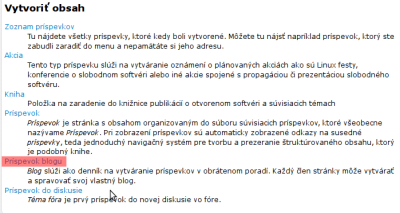typy príspevkov